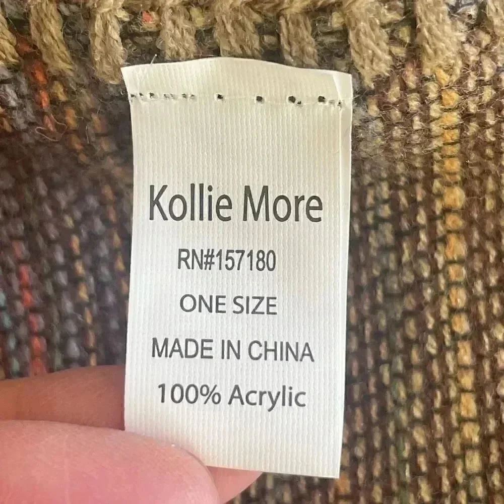 NWOT Kollie Moore Women's Color Block Shawl Long Sweater Coat Scarf One Size